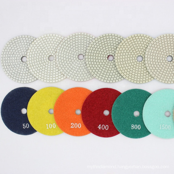 China HuaZuan wet or dry flexible 100mm diamond polishing pads